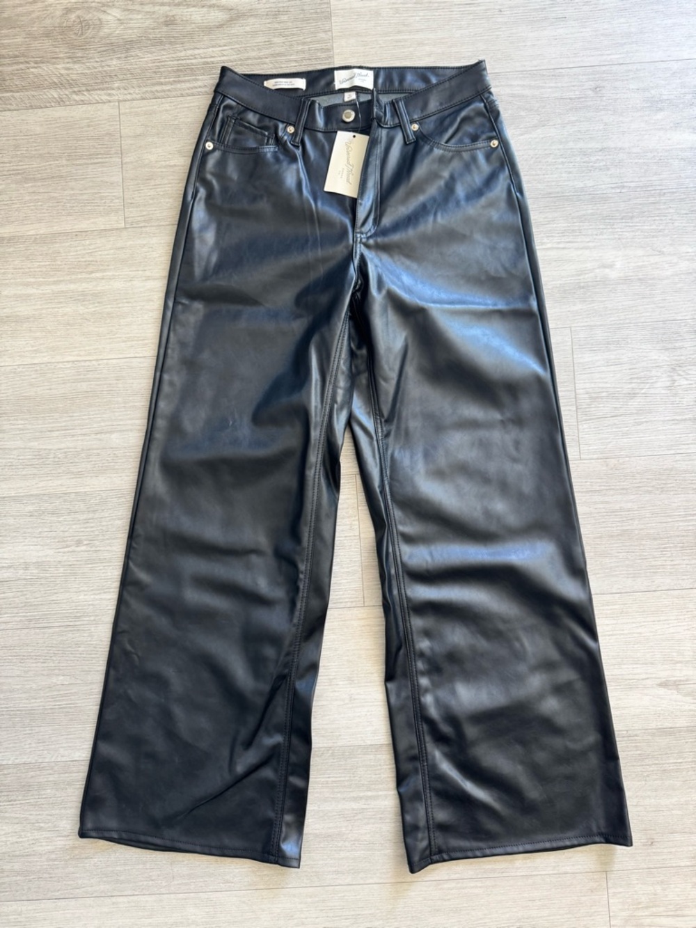 Universal Thread Black Faux Leather Wide-Leg Jeans